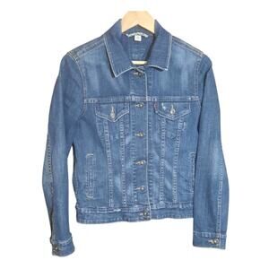 Levi's Womens Denim Trucker Jacket Slant Side Pockets Button Front Size M